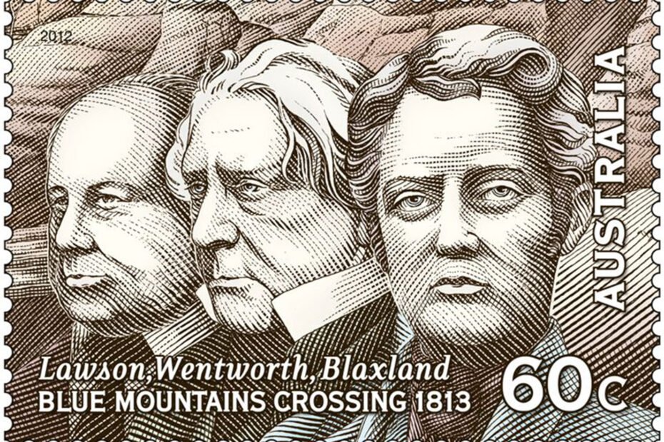 Historical portrait of Blue Mountains explorers Gregory Blaxland, William Charles Wentworth, and William Lawson
