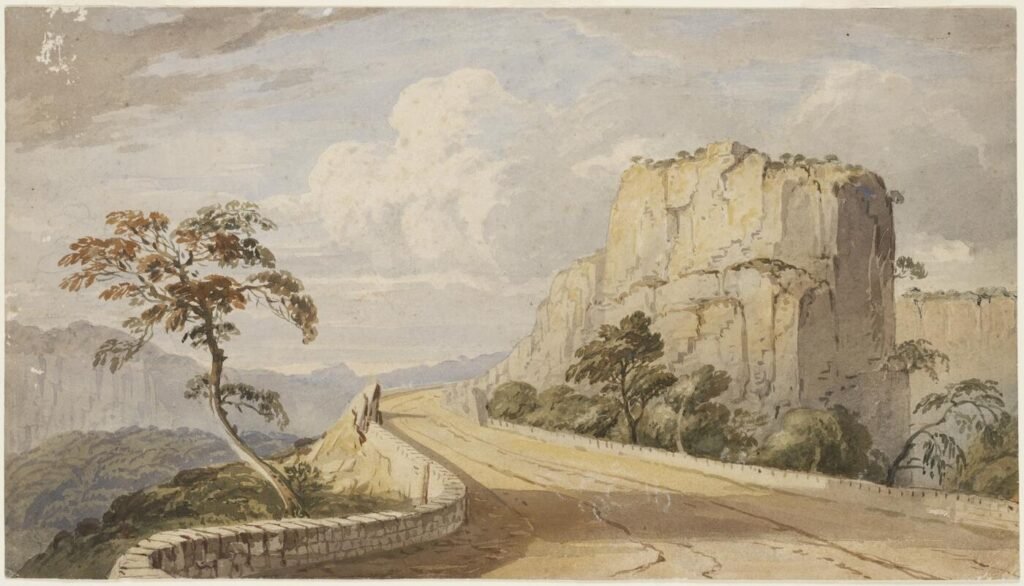 Early colonial engineering of convict built roads NSW Victoria Pass sandstone causeway construction.

